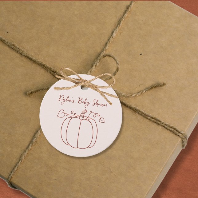 Étiquettes Cadeau Citrouille Automne Automne Main tiré Baby shower D (Pumpkin Fall Autumn Hand Drawn Doodle Baby Shower Favor Tags)