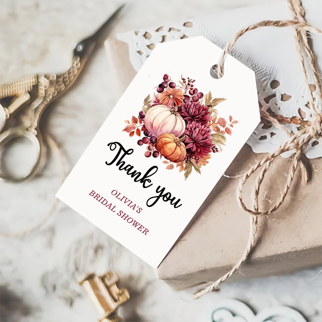 Étiquettes-cadeau Citrouille Automne Fête des mariées Favoriser Merc (Créateur téléchargé)