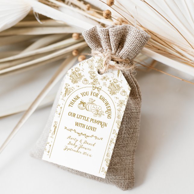 Étiquettes-cadeau Citrouille Automne or Whimsical Baby shower floral (Créateur téléchargé)