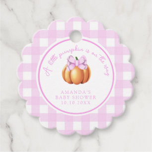 Étiquettes Cadeau Citrouille avec noeud rose dans une cage pour une