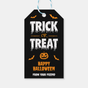 Étiquettes-cadeau Citrouille Bat Trick ou Treat Party Dark