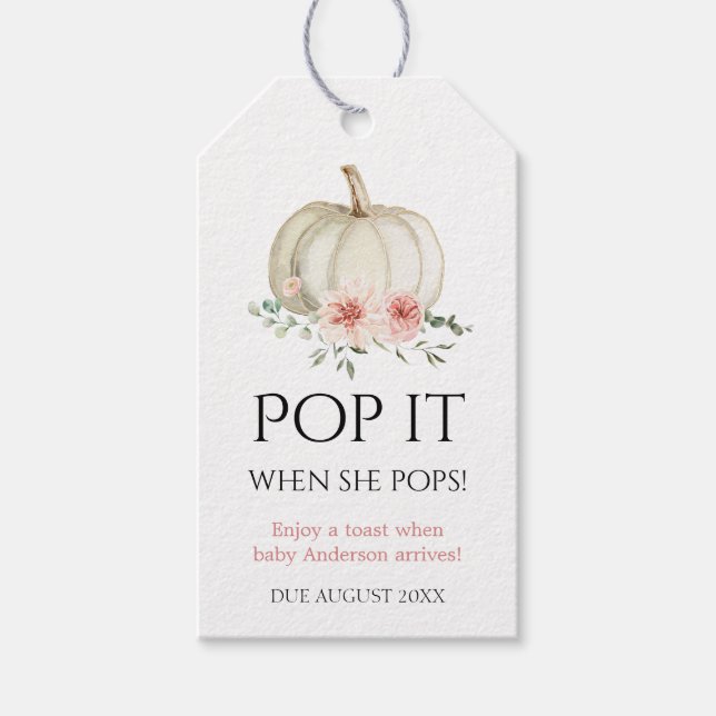 Étiquettes-cadeau Citrouille blanc Pop it quand elle Pops Favoriser  (Devant)