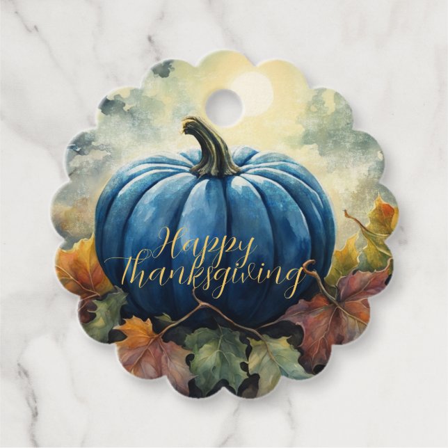 Étiquettes Cadeau Citrouille bleu - Emballage (Devant)