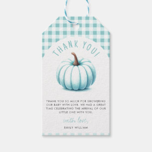 Étiquettes-cadeau Citrouille Bleu En vichy Plaid garçon Baby shower