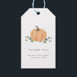 Étiquettes-cadeau Citrouille d'aquarelle automne<br><div class="desc">Ce design comprend un citrouille aquarelle sur un lit de feuilles d'eucalyptus et les détails de votre douche à côté. Cette mignonne étiquette citrouille d'aquarelle est un grand ajout à vos événements d'automne et un complément parfait à notre A Little Citrouille est sur la suite d'invitation Way Fall Watercolor. Contactez-nous...</div>