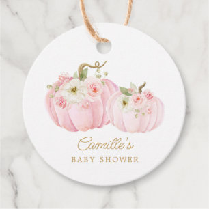 Étiquettes Cadeau Citrouille d'automne Baby shower fille