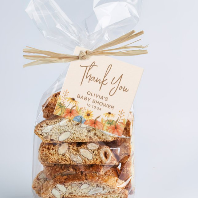 Étiquettes Cadeau Citrouille d'automne Baby shower tournesol (Créateur téléchargé)