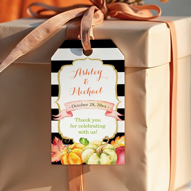 Étiquettes-cadeau Citrouille d'automne Maple Feuille Mariage de auto (Créateur téléchargé)