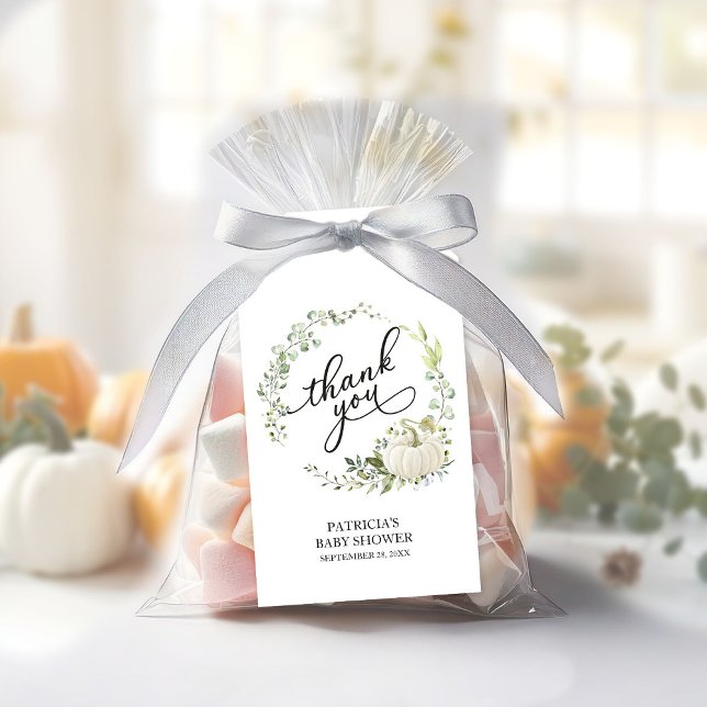 Étiquettes-cadeau Citrouille de verdure Baby shower d'automne Favori (Créateur téléchargé)