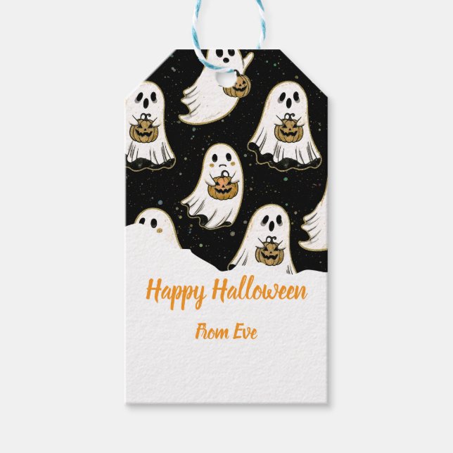 Étiquettes-cadeau Citrouille d'Halloween (Devant)