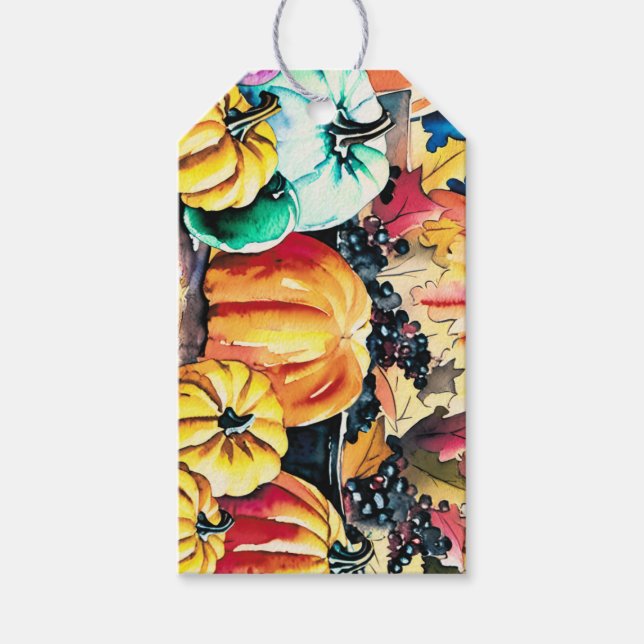 Étiquettes-cadeau Citrouille et Baies Sombres, Automne, Action de gr (Devant)