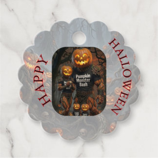 Étiquettes Cadeau Citrouille Fantôme Monstre Bash Halloween Merci Fa