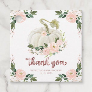 Étiquettes Cadeau Citrouille Fleur Rose Bébé Automne Remerciements C