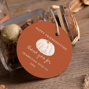 Étiquettes Cadeau Citrouille Happy Friendsgiving Merci