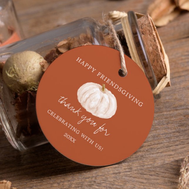 Étiquettes Cadeau Citrouille Happy Friendsgiving Merci (Créateur téléchargé)