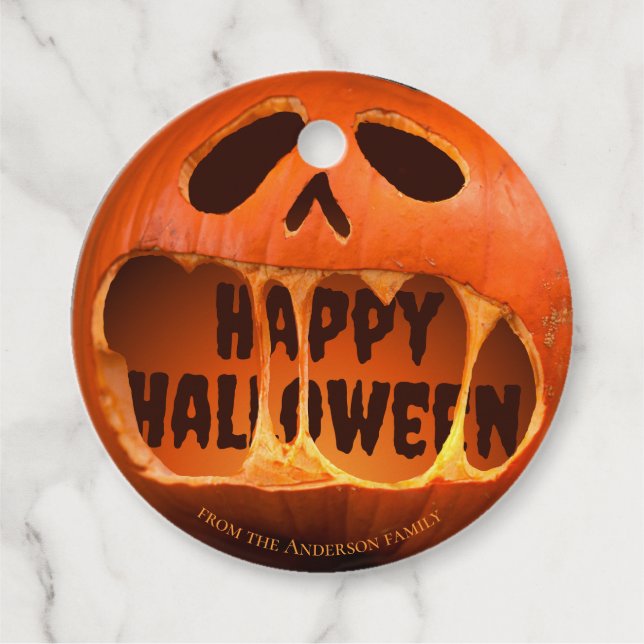 Étiquettes Cadeau Citrouille Jack o'lantern décoration de cadeau d'H (Devant)