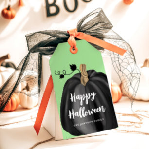 Étiquettes-cadeau Citrouille noire élégante Halloween