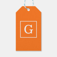 Citrouille Orange Blanc encadré Monogramme initial