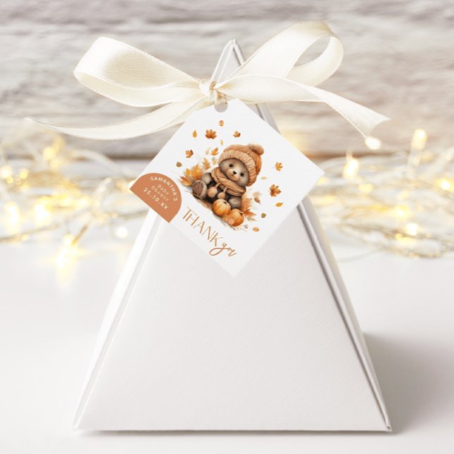 Étiquettes Cadeau Citrouille Orange Chute Dans L'Amour Petit Ours Te (Créateur téléchargé)