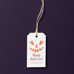 Étiquettes-cadeau Citrouille personnalisée Jack O Lantern Happy Hall