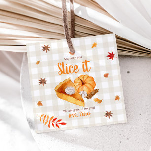 Étiquettes Cadeau Citrouille Pie Thanksgiving Carré