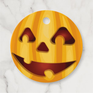 Étiquettes Cadeau Citrouille sculpté souriant design Halloween