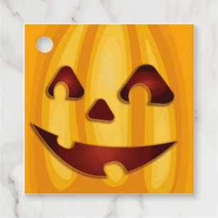 Étiquettes Cadeau Citrouille sculptée au design Halloween souriant