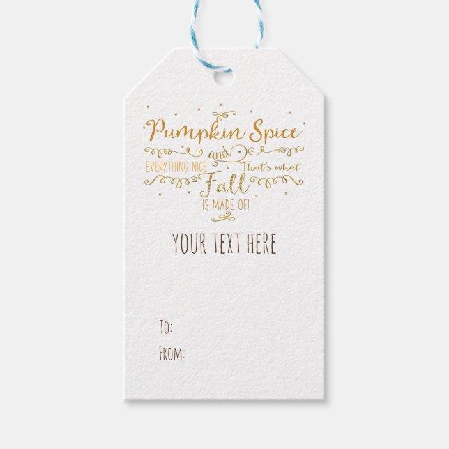 Étiquettes-cadeau Citrouille Spice & Everything Nice automne (Devant)