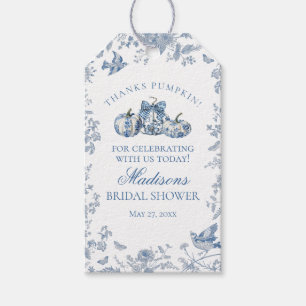 Étiquettes-cadeau Citrouille Toile Bleue Faveur de Mariage de la Réc