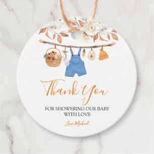 Étiquettes Cadeau Citrouille Vêtements d'automne Baby shower d'autom