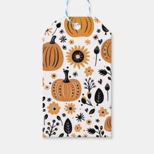 Étiquettes-cadeau Citrouille Whimsical et fleur d'automne personnali
