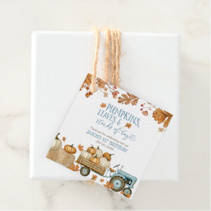 Étiquettes Cadeau Citrouilles Feuilles & Tas de Foin Garçon
