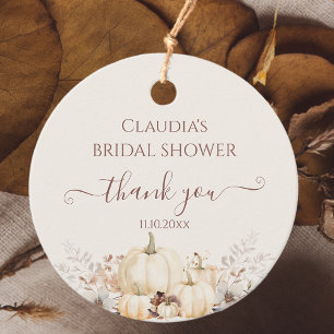 Étiquettes Cadeau Citrouilles Florales Remerciements Mariage d'Autom