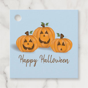 Étiquettes Cadeau Citrouilles Jack O Lanterns heureuses et souriante