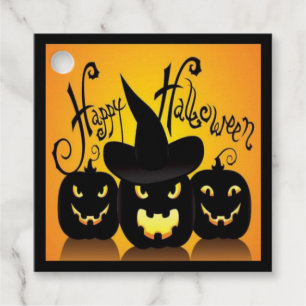 Étiquettes Cadeau Citrouilles noires Joyeux Halloween