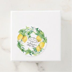 Étiquettes Cadeau Citrus Baby shower Thème Citron Wreath Aquarelle