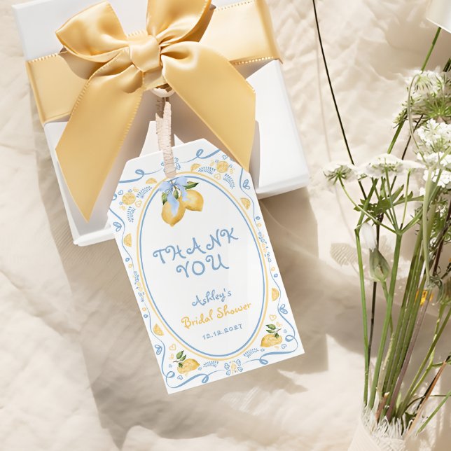 Étiquettes-cadeau Citrus citron Fête des mariées florale (Créateur téléchargé)