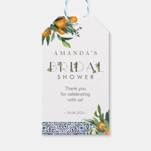 Étiquettes-cadeau Citrus Fête des mariées Favoriser les oranges tuil (Devant)
