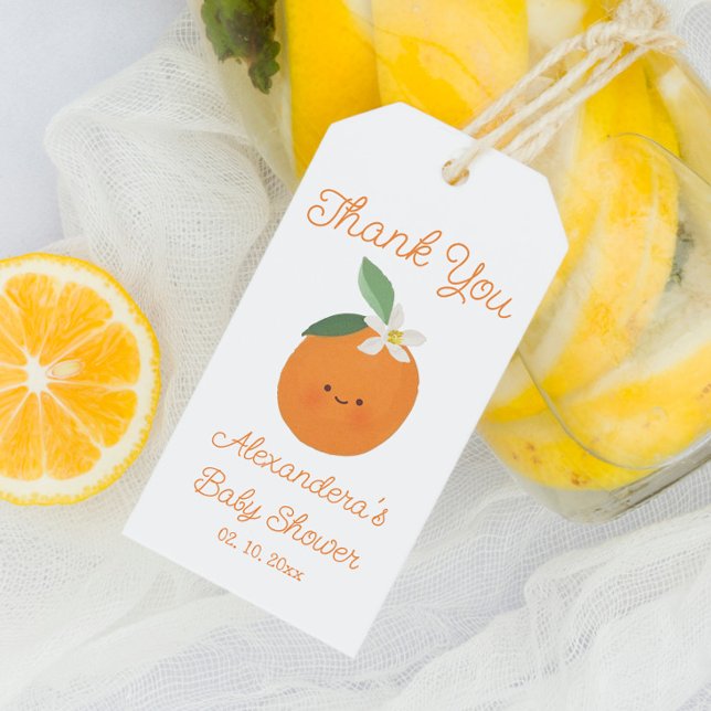 Étiquettes-cadeau Citrus Little Cutie Baby shower Merci Favoriser (Créateur téléchargé)