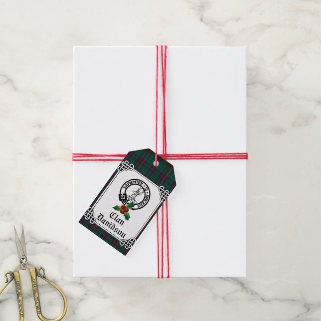 Étiquettes-cadeau Clan Davidson Crest Badge & Tartan Holiday (Avec de la ficelle)