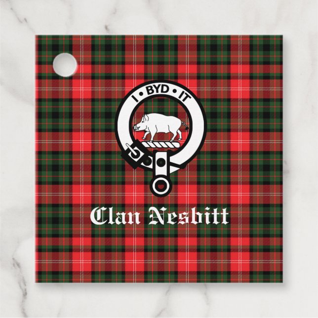 Étiquettes Cadeau Clan Nesbitt Crest Badge & Tartan Personnalisé (Devant)