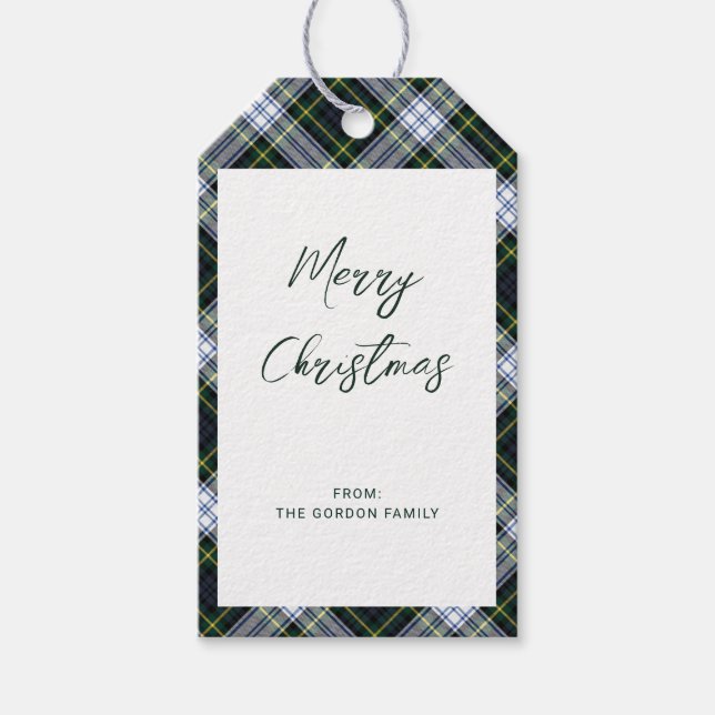 Étiquettes-cadeau Clan rustique plaid Gordon Tartan Joyeux Noël (Devant)