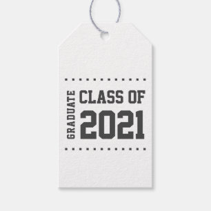 Étiquettes-cadeau Classe de 2021 Balise cadeaux noir et blanc