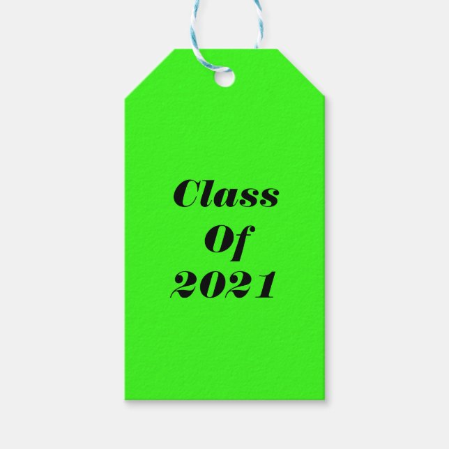 Étiquettes-cadeau Classe De 2021 Custom Neon Green Graduation Party (Devant)