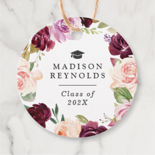 Étiquettes Cadeau Classe de 2023 Graduate Purple Floral Graduation