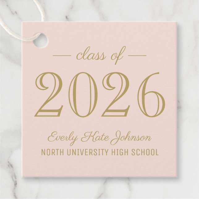 Étiquettes Cadeau Classe de 2025 Elegant Blush Gold Graduation Party (Devant)