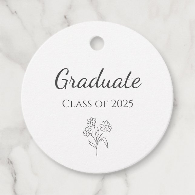Étiquettes Cadeau Classe de 2025 Simple Botanical Graduation Party (Devant)
