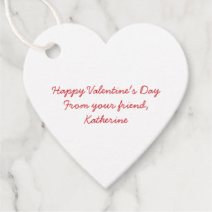 Étiquettes Cadeau Classe de coeur rouge blanc mignon Saint Valentin