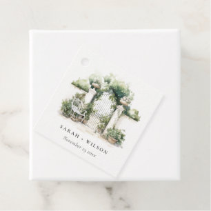 Étiquettes Cadeau Classé Français Jardin Paysage Mariage d'aquarelle