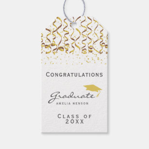 Étiquettes-cadeau Classe Gold Confetti de 2025 Graduation